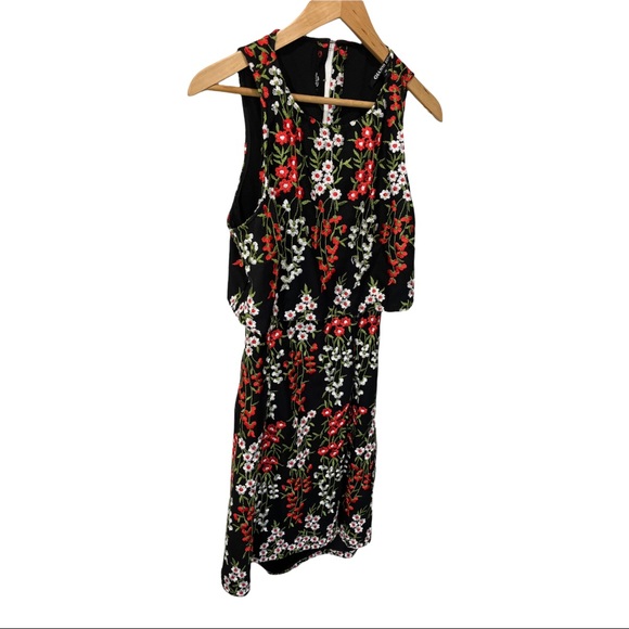 GIANNI BINI BLACK FLORAL DAISY RED GREEN EMBROIDERED SLEEVELESS DRESS - Picture 6 of 16